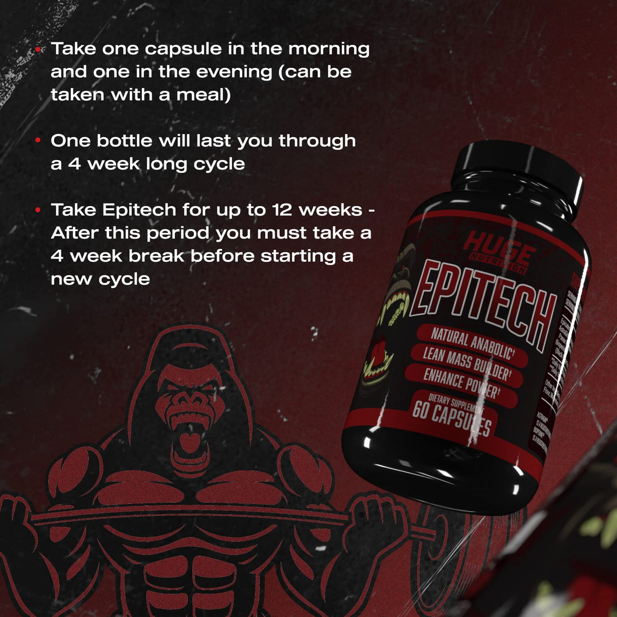 Huge Supplements, Epitech, Epicatechin Supplement, Increase Muscle Mass, Enhance Muscle Recovery & Boost Nitric Oxide, Enhanced Absorption Formula (60 Capsules)