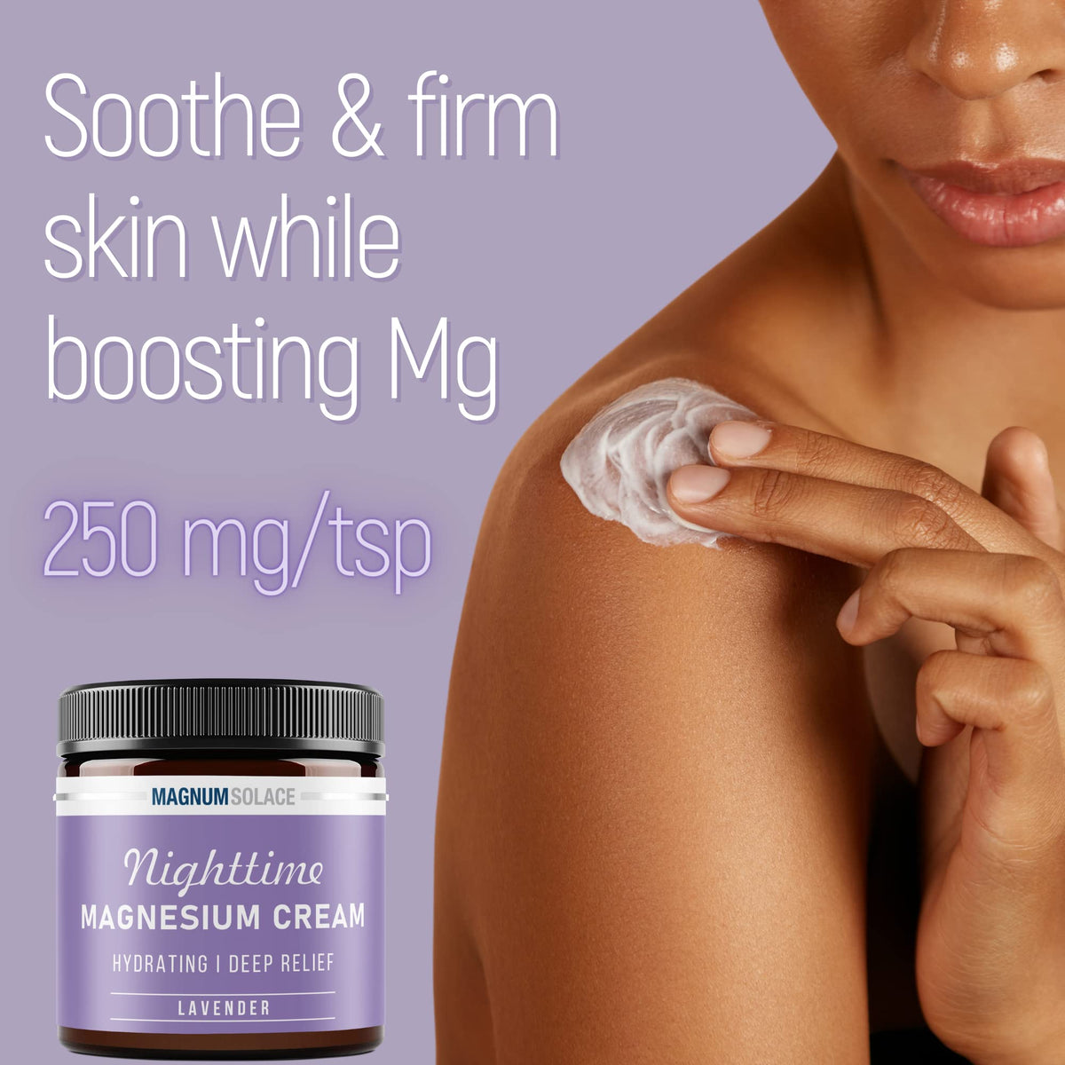 Magnum Solace Magnesium Lotion – Nighttime Magnesium Cream – Apply to Legs, Arms or Chest - Topical Magnesium Chloride – USA Made and Safe for Kids (Lavender) Magnum SolaceBuy Supplements Australia