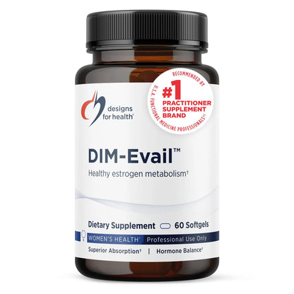 Designs for Health DIM-Evail - 100mg Diindolylmethane Supplement - Enhanced Absorption Technology DIM Supplement - May Support Healthy Estrogen Metabolism - Gluten Free + Non-GMO (60 Softgels) Designs for HealthBuy Supplements Australia