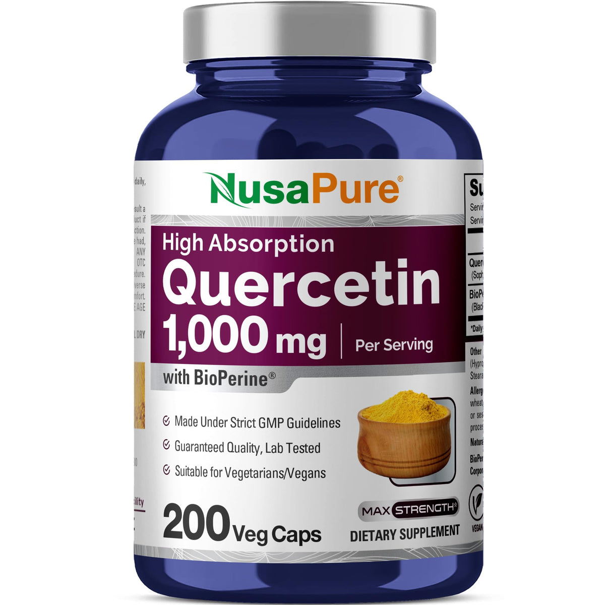 NusaPure Quercetin - Suitable for Vegetarian/Vegan, Non - GMO - 1000 mg - 200 Capsules NusaPureBuy Supplements Australia