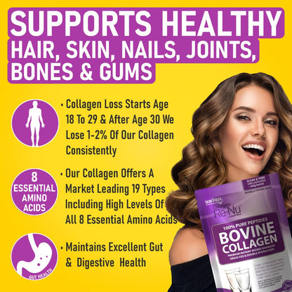 Collagen Powder, Ultra Premium Hydrolysed Bovine Collagen Peptides by SkinPep Skin PepBuy Supplements Australia