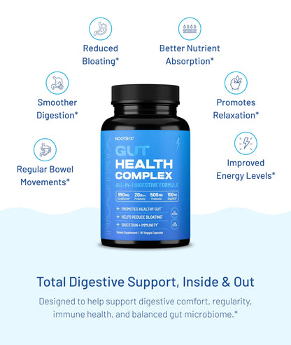 Nootrix Health Complex Supplement | Probiotics for Gut Health, Colon Cleanse & Bloating Relief | Promotes Healthy Digestion | Digestive Enzymes, Postbiotics & Prebiotics | 90 Capsules NootrixBuy Supplements Australia
