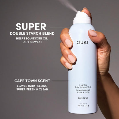 OUAI Super Dry Shampoo - Volumizing Dry Shampoo - Absorbs Oil, Dirt & Sweat - Blends Seamlessly into Hair with Zero Residue & Enriched with a Long-Lasting Scent - Cape Town (4.5 oz) OUAIBuy Supplements Australia