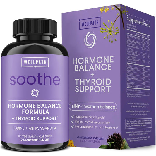 WellPath Soothe Hormone Balance for Women + Cortisol Supplements for Women | Thyroid Support, Mood Support, & Metabolism Booster | Adrenal Support | Rhodiola, Selenium, Iodine | Adaptogens, 60 ct WellPathBuy Supplements Australia
