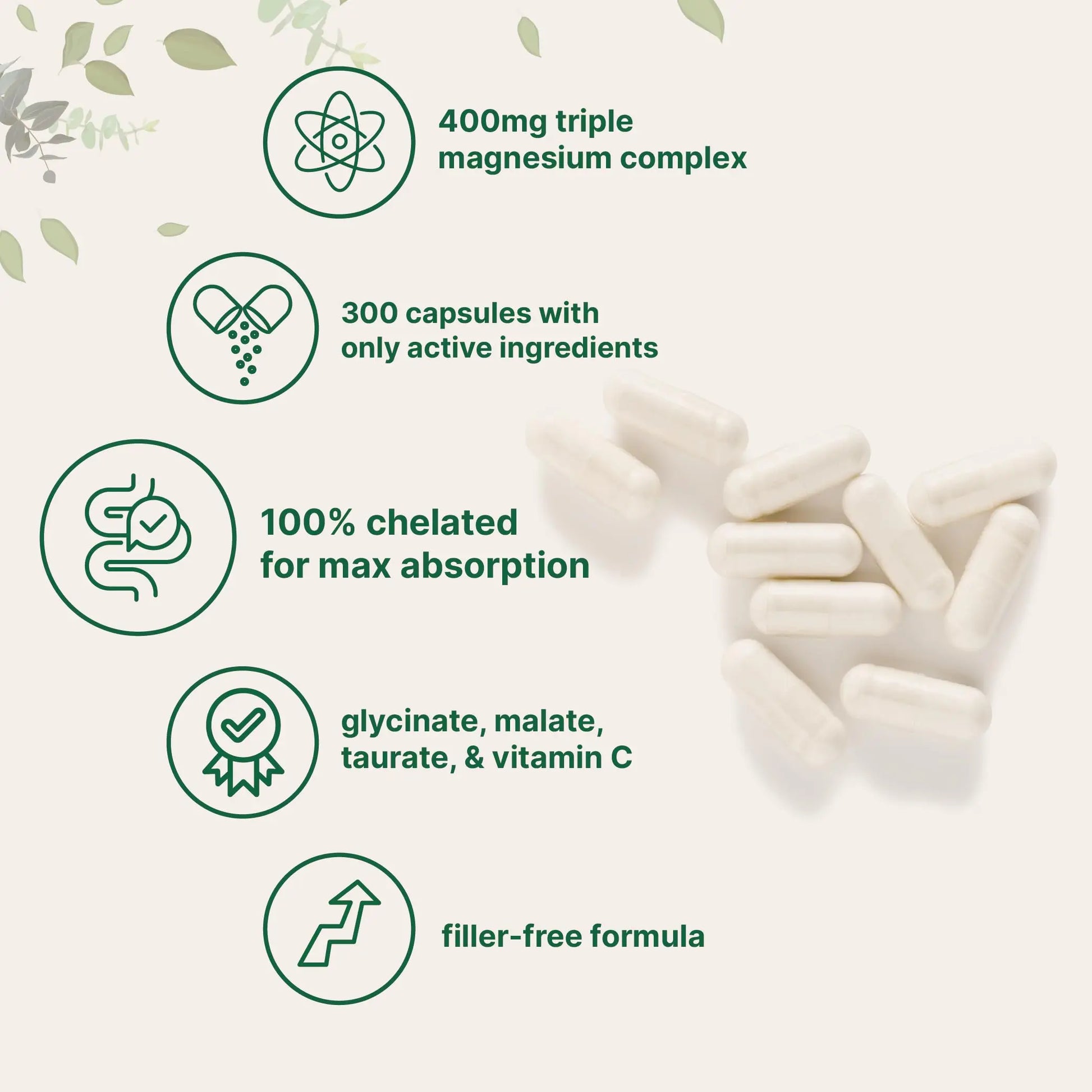 Micro Ingredients Pure Magnesium Complex, 300 Capsules | Triple Magnesium Glycinate, Malate, Taurate with Vitamin C | 100% Chelated | Supports Muscles Micro Ingredients canada supplements
