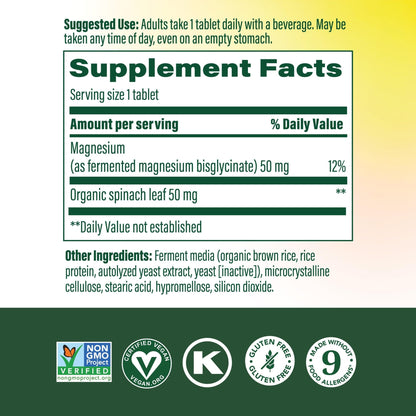 Megafood Magnesium Supplement with Fermented Magnesium Glycinate - Chelated - Supports Heart & Nervous System - Vegan Gluten-Free Non-GMO Kosher - Made Without 9 Food Allergens - 90 Tablets MegaFoodBuy Supplements Australia