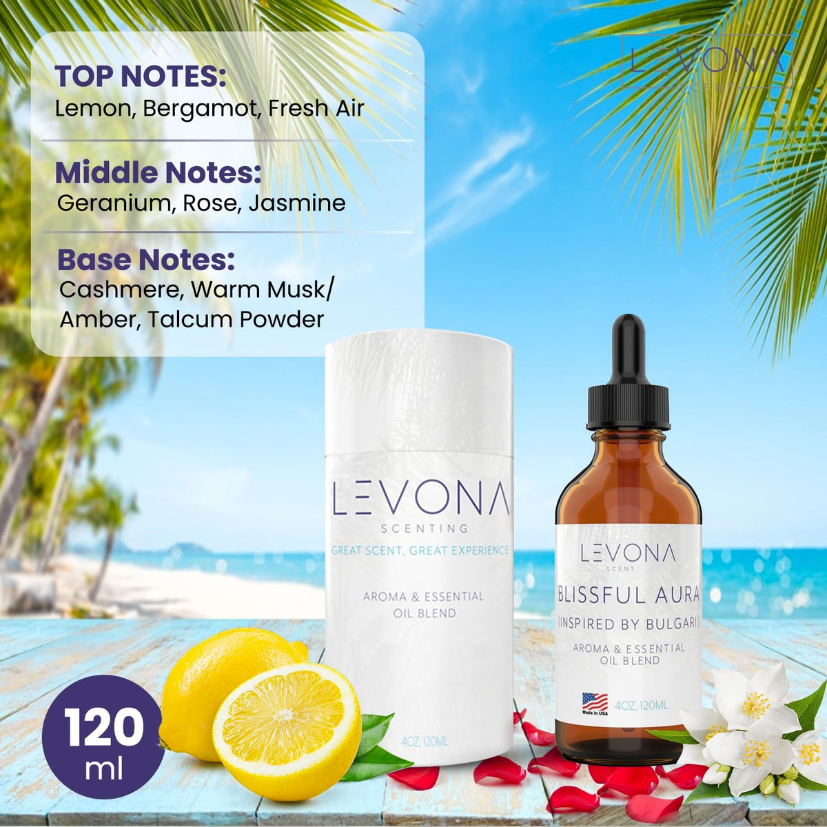 Levona Scent Essential Oils for Diffuser: Blissful Aura Inspired by Bulgari with Notes of Amber LEVONA SCENTBuy Supplements Australia