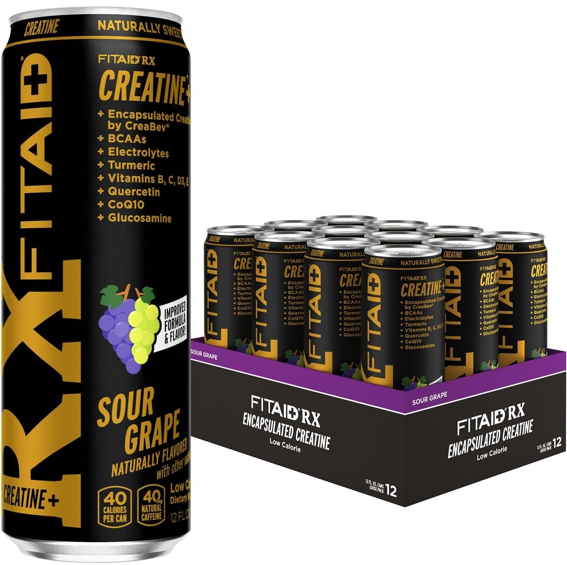 FITAID RX Recovery Blend Plus Creatine, Contains BCAAs, Glucosamine, Turmeric, B-Complex, Electrolytes, 12 Fl Oz (Pack of 12) LIFEAIDBuy Supplements Australia