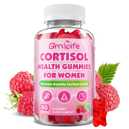 Cortisol Gummies for Women, Cortisol Supplements Gummies with Magnesium Ashwagandha Rhodiola Rosea and L-theanine Complex for Relaxation and Focus, Zzz Support, Raspberry Flavor, 60 Count GrnLifeBuy Supplements Australia