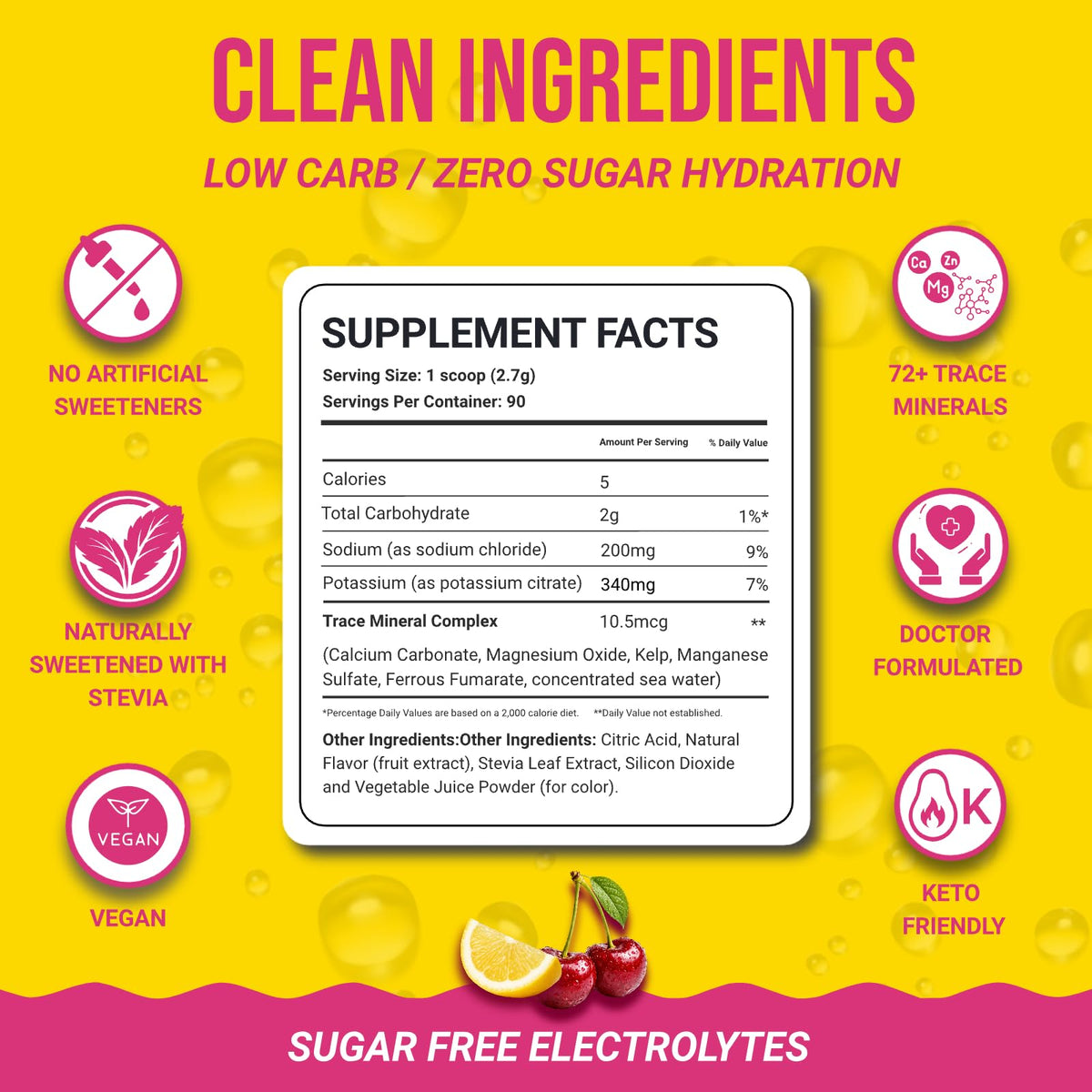 Dr. Price’s Electrolytes Powder Bulk – Cherry Lemonade, 90 Servings | Sugar Free Hydration Drink Mix with 72+ Trace Minerals, Manganese | Keto, Vegan, Doctor-Formulated, Made in USA Dr. Price's Vitamins buy supplements Au