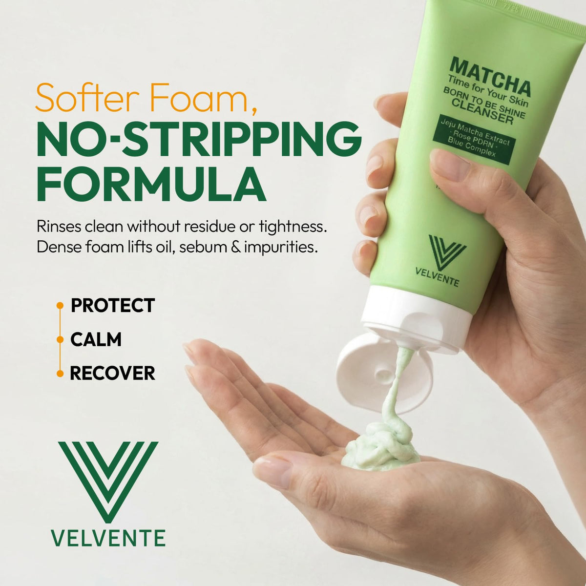 VELVENTE Matcha Gentle Deep Pore Cleansing Facial Cleanser, Low-pH Face Wash for Pore Refining, Rose PDRN Hydrating Daily Facial Wash Redness & Sensitive Skin Friendly, Korean Skincare(5.07 fl.oz.) VELVENTE buy supplements Au
