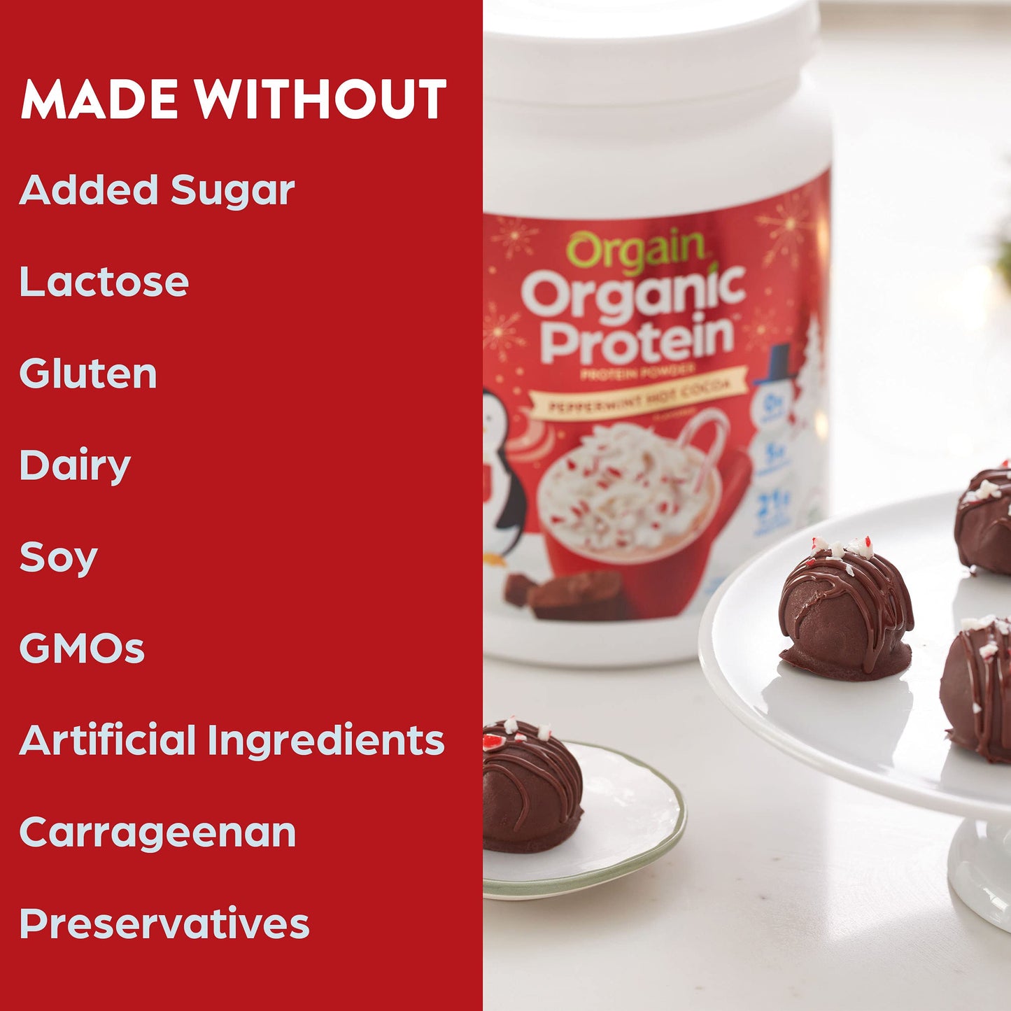 Orgain Organic Vegan Protein Powder, Peppermint Hot Cocoa Seasonal Holiday Flavor OrgainBuy Supplements Australia