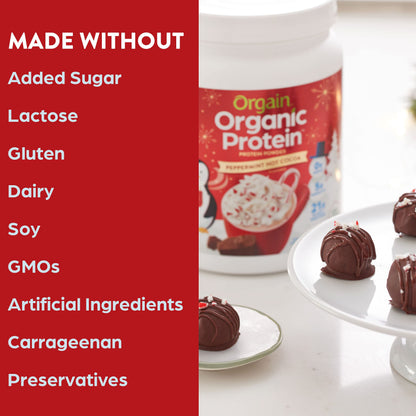 Orgain Organic Vegan Protein Powder, Peppermint Hot Cocoa Seasonal Holiday Flavor OrgainBuy Supplements Australia