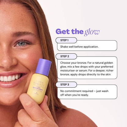 Luna Bronze Cosmic Bronzing Drops | Lightweight, Hydrating & Washable Liquid Bronze Drops | Non-Greasy Formula Enriched with Sodium Hyaluronate & Shea Butter | Responsible Mica (30ml/1.01 fl. oz) Luna BronzeBuy Supplements Australia