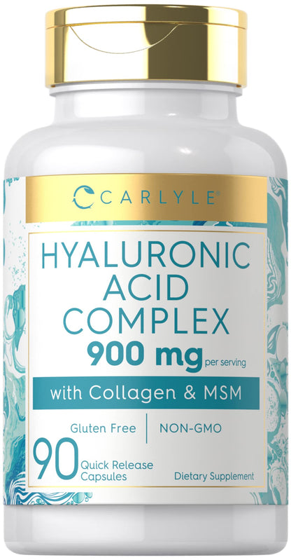 Carlyle Hyaluronic Acid Complex 900 mg | with Collagen and MSM | 90 Capsules | Non-GMO, Gluten Free Supplement Carlyle buy supplements Au