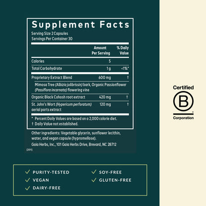 Gaia Herbs Menopause Support Nighttime - Menopause Supplement for Women* - with Black Cohosh, Mimosa, Passionflower & St. John's Wort - 60 Vegan Liquid Phyto-Caps (30 Servings) Gaia HerbsBuy Supplements Australia