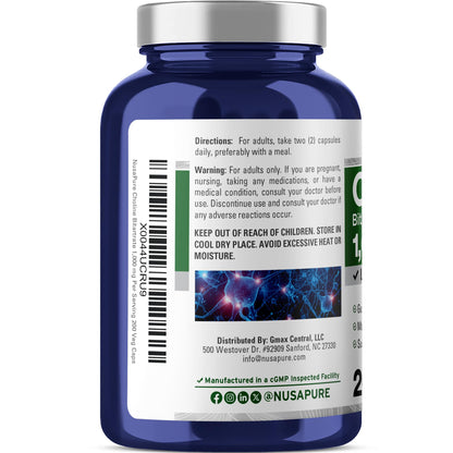 NusaPure Choline Bitartrate - Suitable for Vegetarian/Vegan, Non - GMO - 1000 mg 200 Capsules NusaPureBuy Supplements Australia