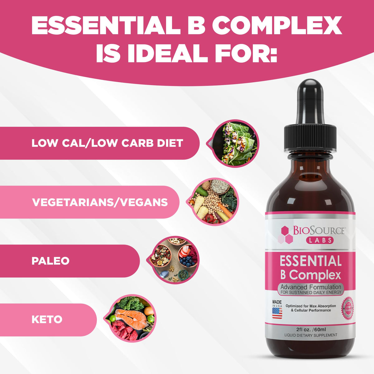 BioSource Labs Essential B Complex - Daily Vegan Vitamin B-Complex Sublingual Liquid BioSource LabsBuy Supplements Australia