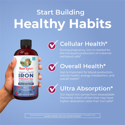MaryRuth Organics | Liquid Iron Supplement Prenatal & Postnatal for Pregnant & Lactating | Iron Deficiency | Immune Support | Sugar/Gluten Free | Vegan | Non-GMO | 15.22 Fl Oz MARYRUTH'SBuy Supplements Australia