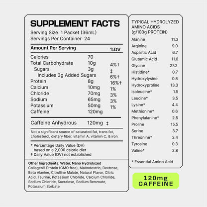 Frog Fuel Power Energized Complete Protein Shot, 15g, Nano Hydrolyzed & Grass Fed, 80mg Caffeine, Gluten Free, Fat & Sugar Free, 22 Amino Acids,