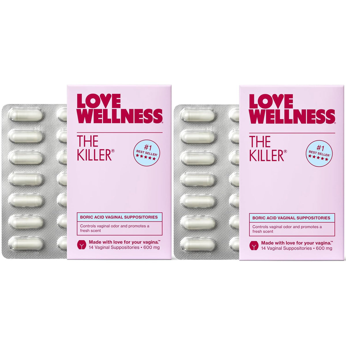 Love Wellness The Killer | 600mg Boric Acid Vaginal Suppositories | Balances pH & Supports Odor Control, a Healthy Vaginal Balance | Fast-Acting & Fragrance-Free | Gentle & Effective | 28 Ct Love WellnessBuy Supplements Australia