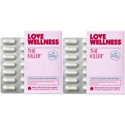 Love Wellness The Killer | 600mg Boric Acid Vaginal Suppositories | Balances pH & Supports Odor Control, a Healthy Vaginal Balance | Fast-Acting & Fragrance-Free | Gentle & Effective | 28 Ct Love WellnessBuy Supplements Australia