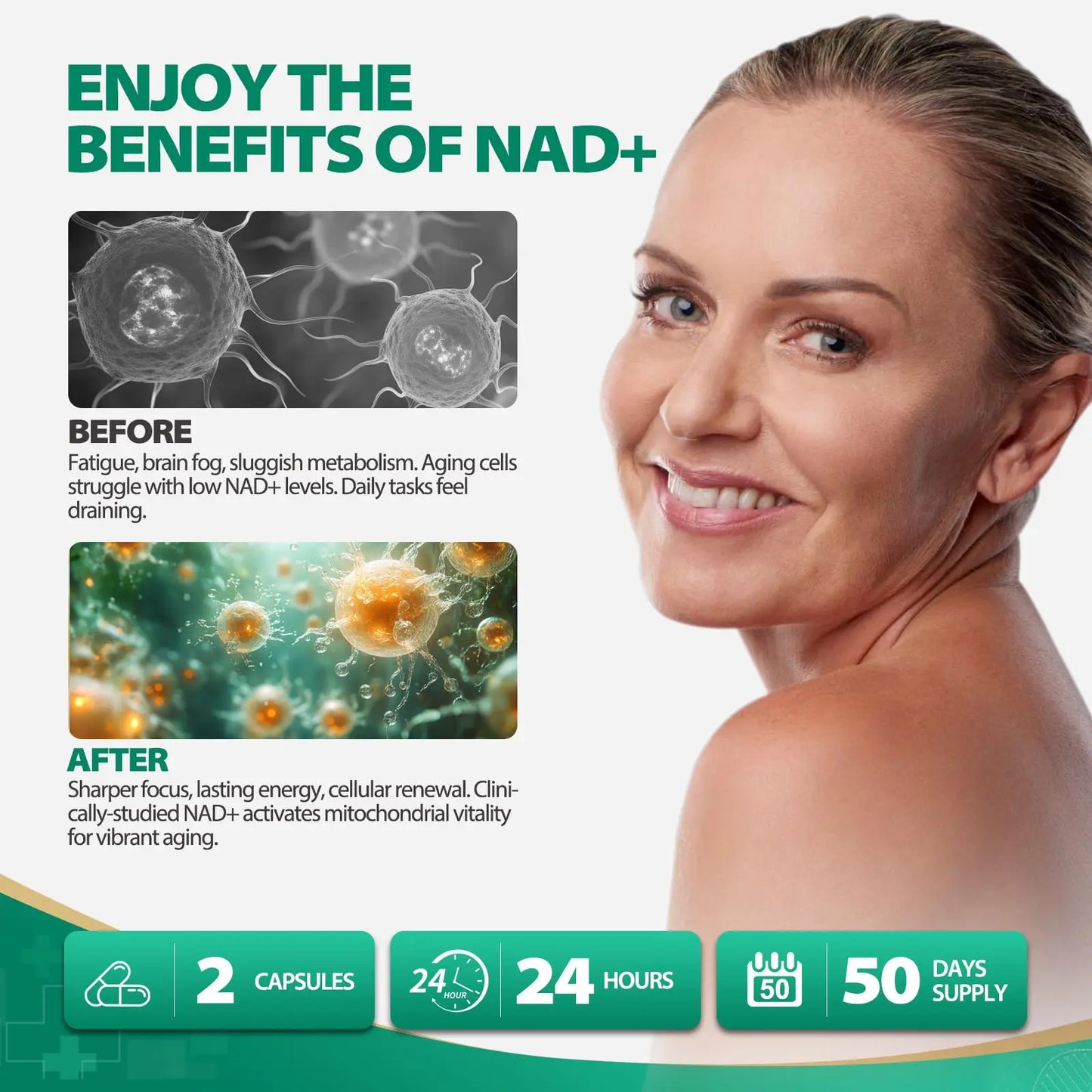 BURMINY NAD Supplement, NAD Nicotinamide Riboside Resveratrol 900mg, Liposomal NAD Supplements for Women & Man, High Purity NMNH Supplement Alternative for Anti-Aging, Energy, Focus - 2Pcs BURMINYBuy Supplements Australia