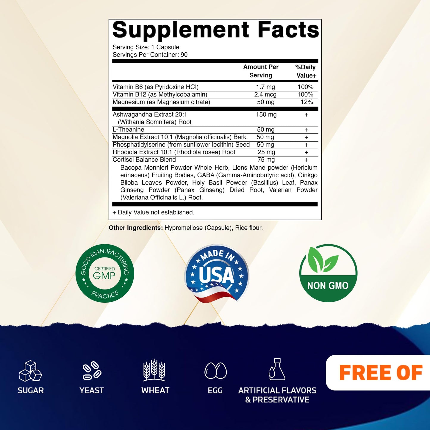 Vitamatic Cortisol Health Support - 90 Veggie Capsules - Made with Adaptogenic Blend with Ashwagandha, Rhodiola, Magnolia, L-Theanine, Phosphatidylserine VitamaticBuy Supplements Australia