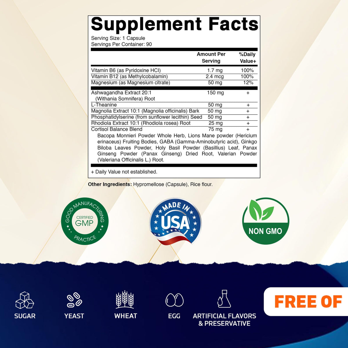 Vitamatic Cortisol Health Support - 90 Veggie Capsules - Made with Adaptogenic Blend with Ashwagandha, Rhodiola, Magnolia, L-Theanine, Phosphatidylserine VitamaticBuy Supplements Australia