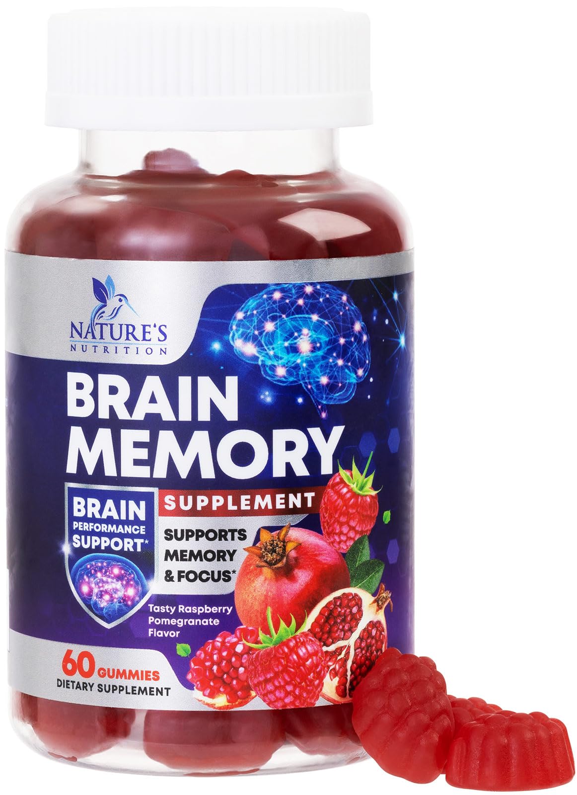 Brain Supplements for Memory & Focus Gummies - Brain Health Clarity with B6 B12 & Phosphatidylserine - Natural Nootropics Cognitive Concentration & Alertness Support Vitamins - 60 Vegan Gummies Nature's NutritionBuy Supplements Australia