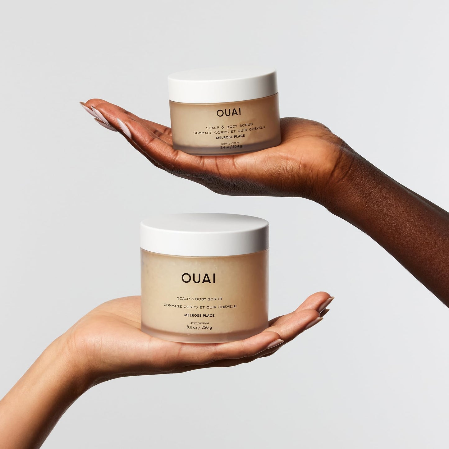 OUAI Scalp & Body Scrub Travel Size, Melrose Place - Exfoliating Body Scrub with Sugar & Coconut Oil Blend for Smooth, Moisturized Skin - Gentle for Removing Product Build Up (3.4 Oz) OUAIBuy Supplements Australia