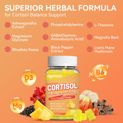 Agumoon Cortisol Gummies for Women, Cortisol Supplements with Ashwagandha, Magnesium, L-theanine, for Relaxation and Mood Support - 120 Gummies AgumoonBuy Supplements Australia