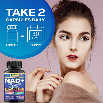 Parrox NAD+ Supplement with Liposomal NAD+, Nicotinamide Riboside, Magnesium, Vitamin B3 & B12, Resveratrol, Turmeric, Ashwagandha, Lion’s Mane,10-in-1 Extra Strength ParroxBuy Supplements Australia