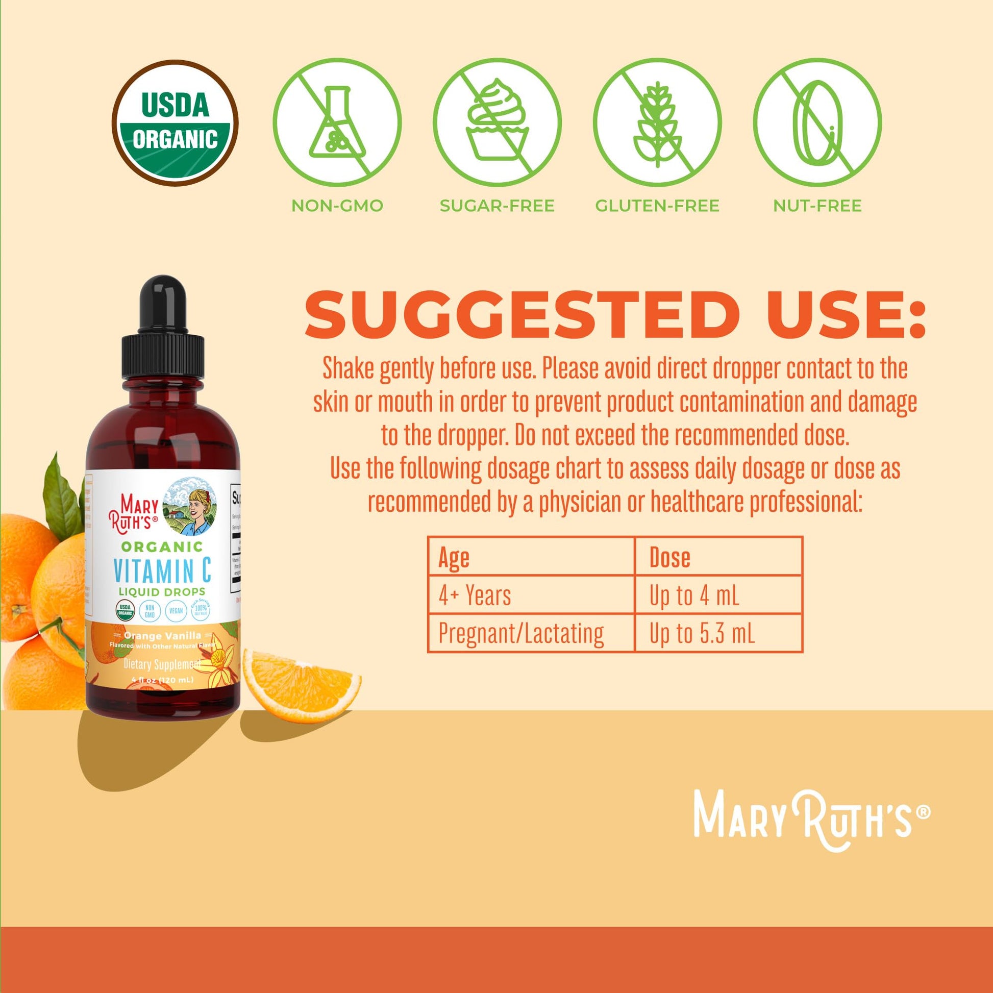 MaryRuth Organics Organic Vitamin C Supplement | Liquid Vitamin C Liquid Drops for Adults & Kids | Immune Support Supplement for Overall Health | Vegan | Non-GMO | Gluten Free | 4 Fl Oz MARYRUTH'SBuy Supplements Australia