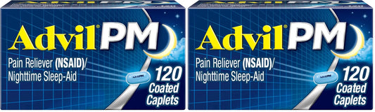Advil PM Pain Reliever and Nighttime Sleep Aid, Pain Medicine with Ibuprofen for Pain Relief and Diphenhydramine Citrate for A Sleep Aid - 120 Coated Caplets (Pack of 2) AdvilBuy Supplements Australia