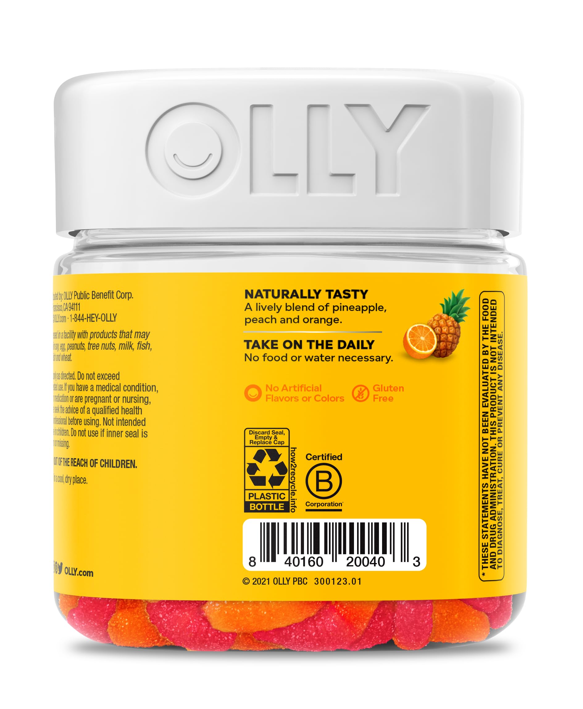 OLLY Hello Happy Gummy Worms, Mood Support Gummies For Adults,* Saffron Extract, Vitamin D, Tropical Zing Flavored, 30 Day Supply - 60 Count OLLY buy supplements Au