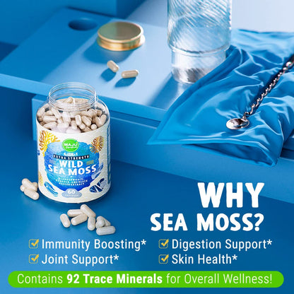MAJU 4-in-1 Organic Sea Moss Capsules, Wild Chondrus Crispus, Seamoss Maju SuperfoodsBuy Supplements Australia