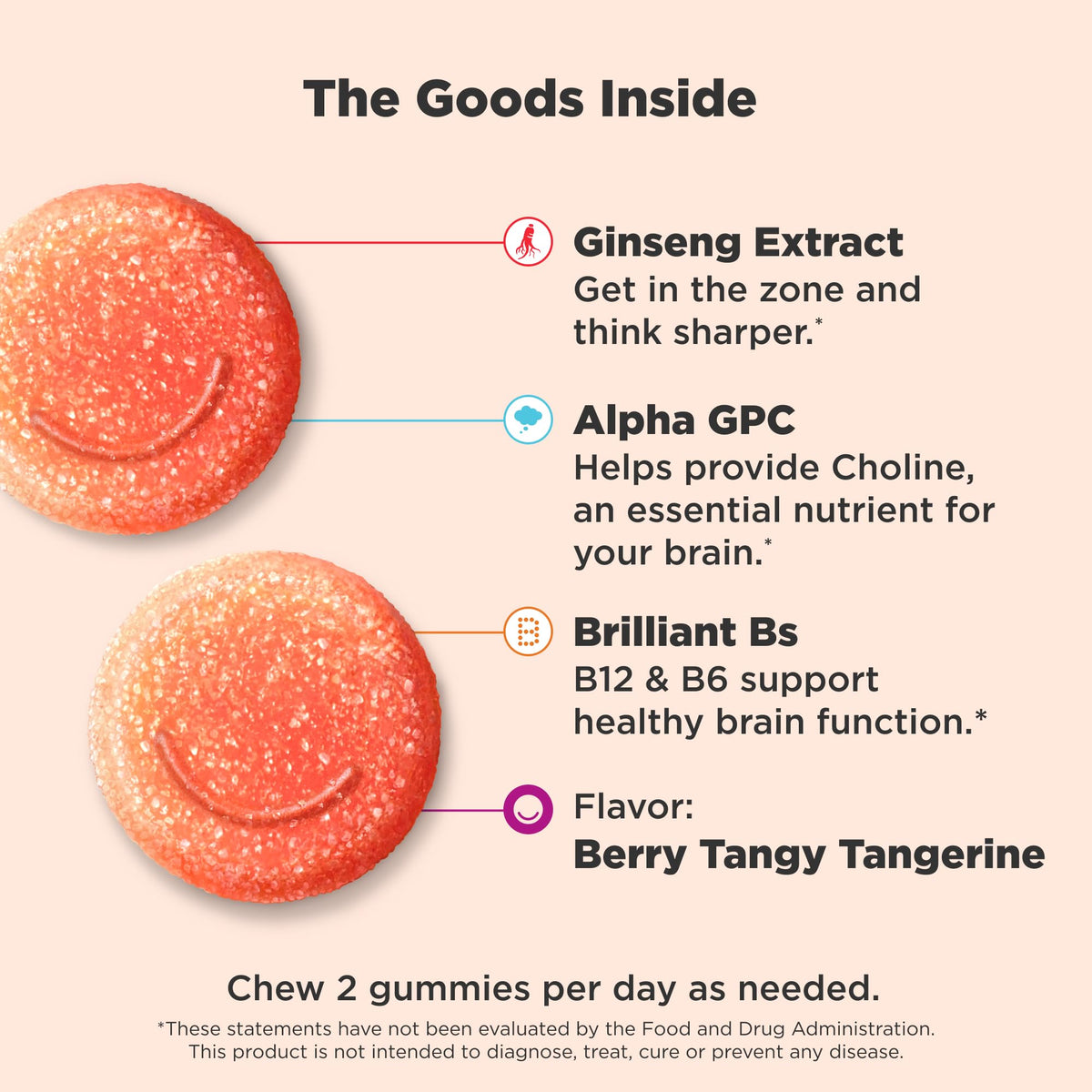 OLLY Laser Focus Gummy, Ginseng, Alpha GPC, B Vitamins, Berry Tangerine Flavor - 36 Count OLLYBuy Supplements Australia