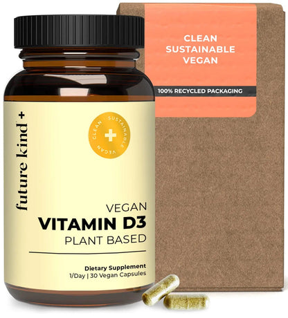 Future Kind Vitamin D3 2500 IU for Bone and Muscle Function, Vitamin D Vegan Supplement from Plant Lichen, Non-GMO, Sugar Free, Pure Vitamin D3, Promotes Natural Resilience, 30 Capsules Future Kind buy supplements Au