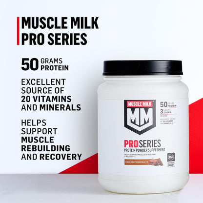 Muscle Milk Pro Series Protein Powder Supplement, Slammin' Strawberry, 2 Pound, 11 Servings, 50g Protein, 3g Sugar, 20 Vitamins & Minerals, NSF Certified for Sport, Packaging May Vary