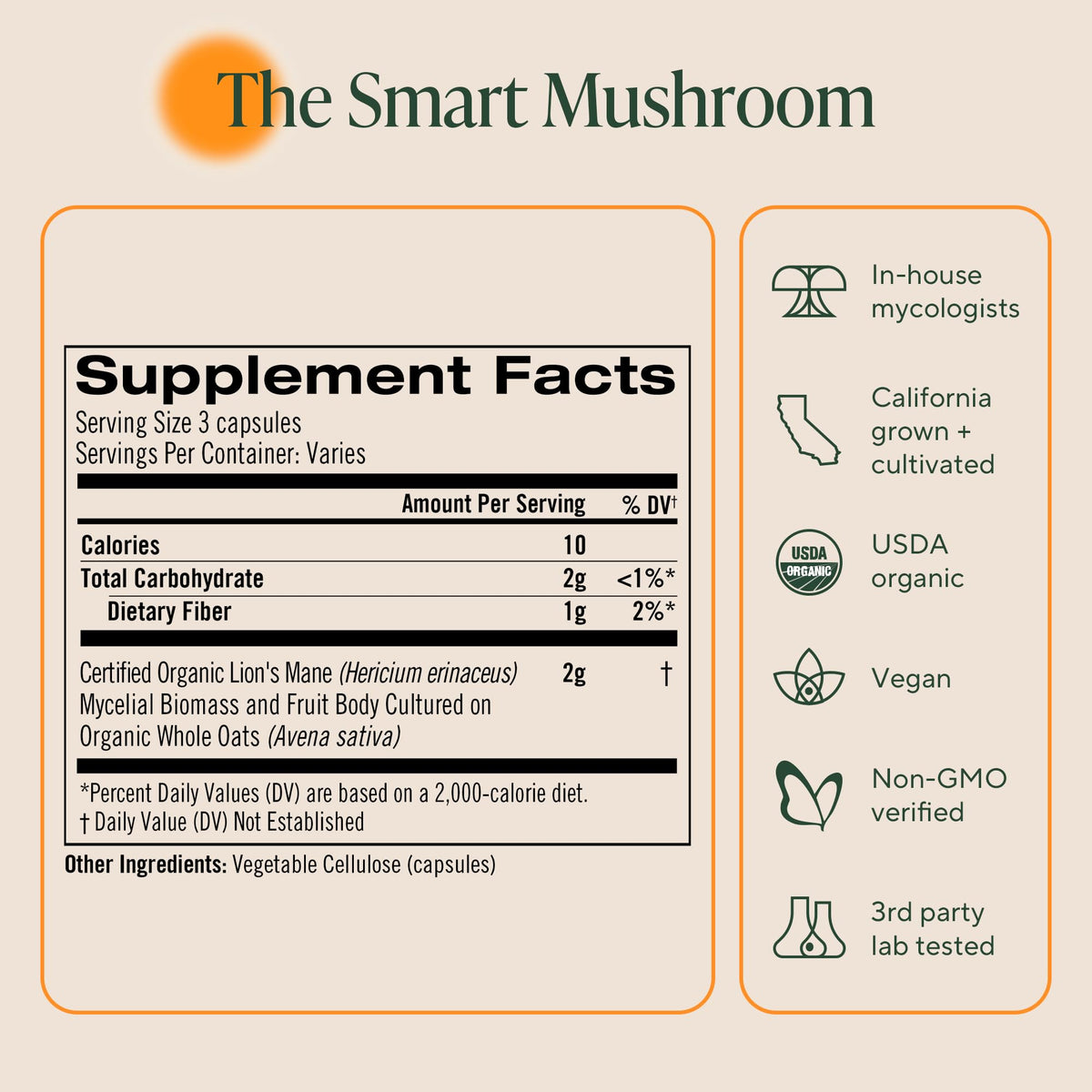 Om Lion’s Mane Mushroom Capsules - Organic Mushroom Supplement and Nootropic - Brain Supplements for Memory and Focus, 180 Count (60 Servings) OM MUSHROOM SUPERFOODBuy Supplements Australia