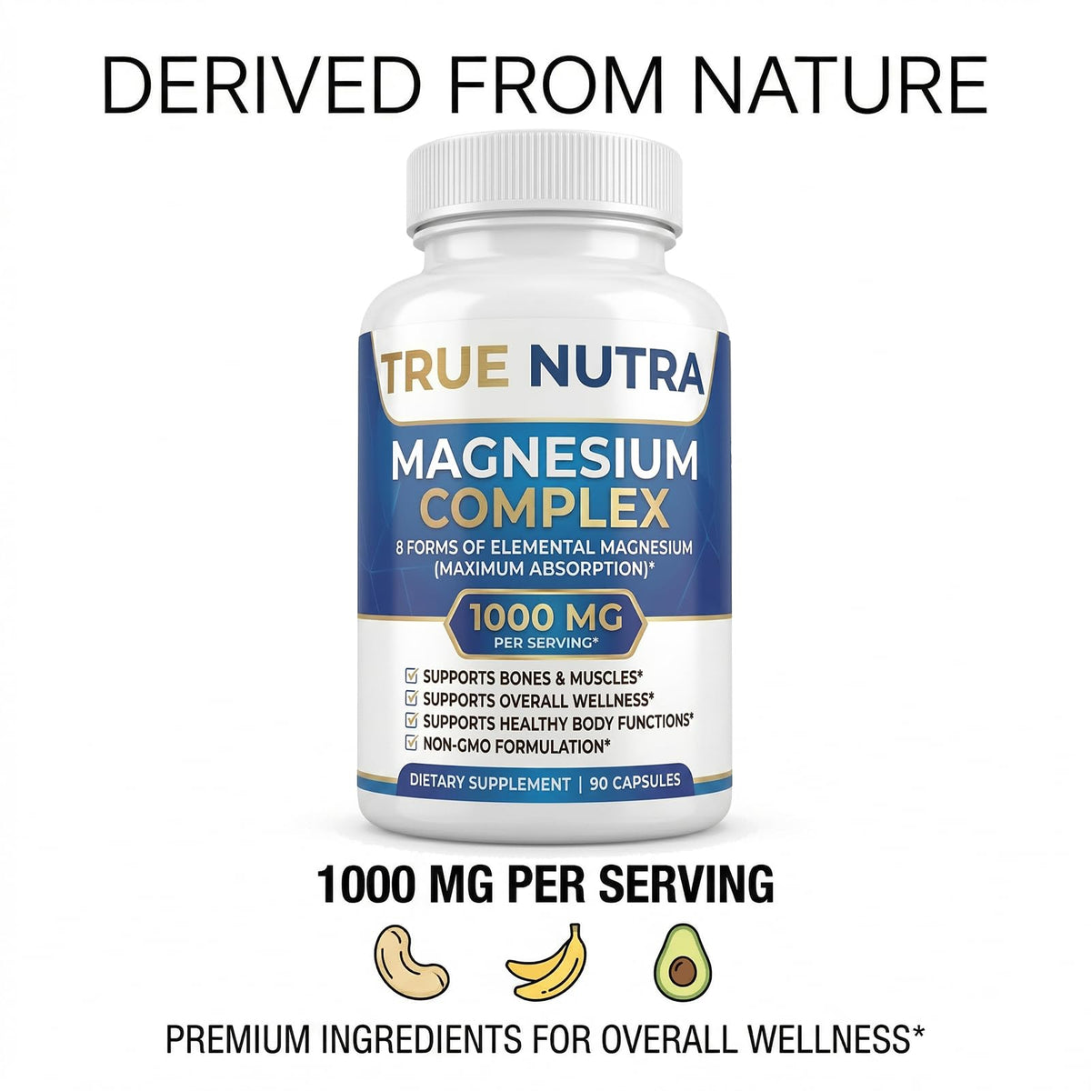 True nutra Magnesium Complex，Advanced 8-in-1 Magnesium Blend，Glycinate, Citrate, Malate, Taurate etc，High Formula，90 Capsules true nutra buy supplements Au