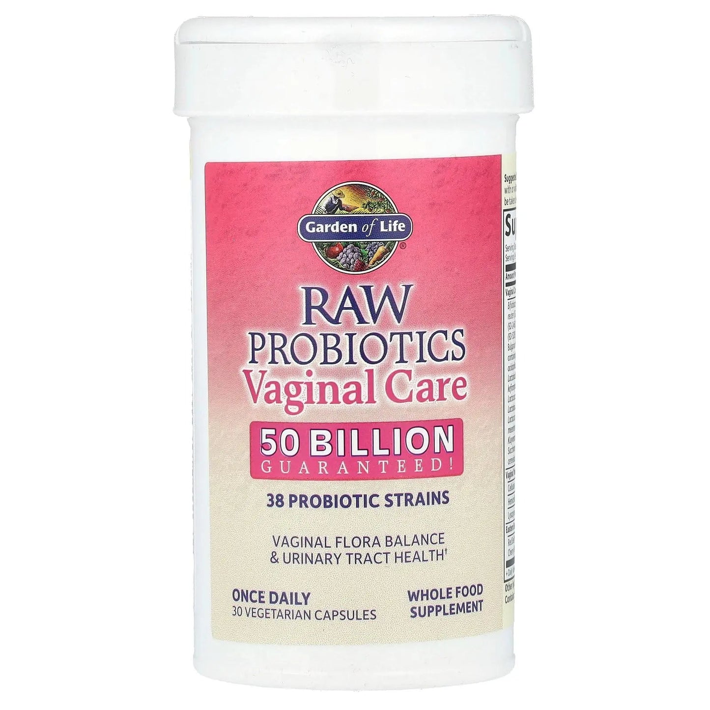 Garden of Life Raw Probiotics Vaginal Care - 50 Billion CFU - 38 Probiotic Strains - Supports Vaginal & Urinary Tract Health - Shelf Stable - 30 Vegetarian Capsules Garden of Life buy supplements Au