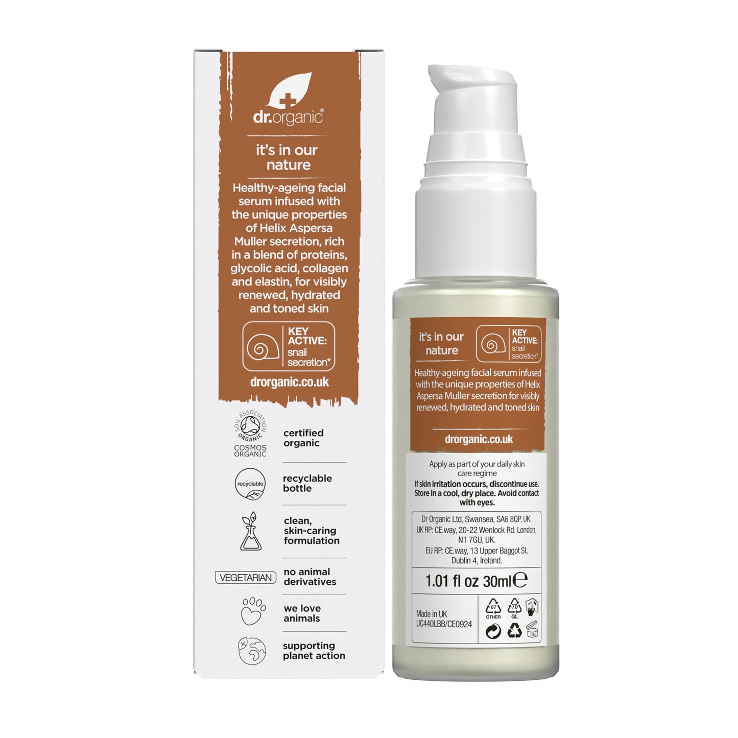 Dr. Organic Snail Gel Facial Serum | Hydrates and Restores Skin, Reduces Fine Lines, Natural, Certified Organic, Paraben & SLS-Free, 30 mL / 1 fl oz Dr. Organic buy supplements Au