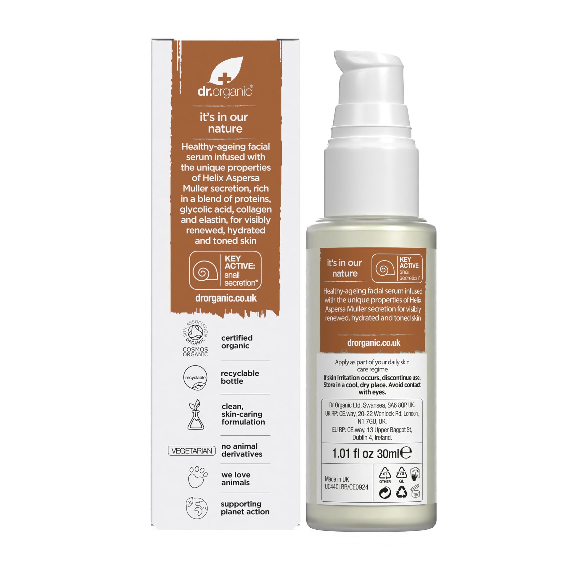 Dr. Organic Snail Gel Facial Serum | Hydrates and Restores Skin, Reduces Fine Lines, Natural, Certified Organic, Paraben & SLS-Free, 30 mL / 1 fl oz Dr. Organic buy supplements Au