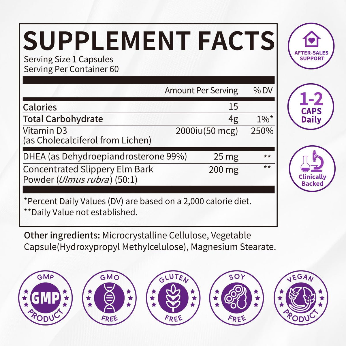 Women's DHEA 25mg Supplement with Vitamin D3 & Slippery Elm – Daily Hormone Support for Energy, Mood, Immune & Healthy Aging – Gentle Balance Formula, Vegan Capsules, 60 Count iMATCHMEBuy Supplements Australia