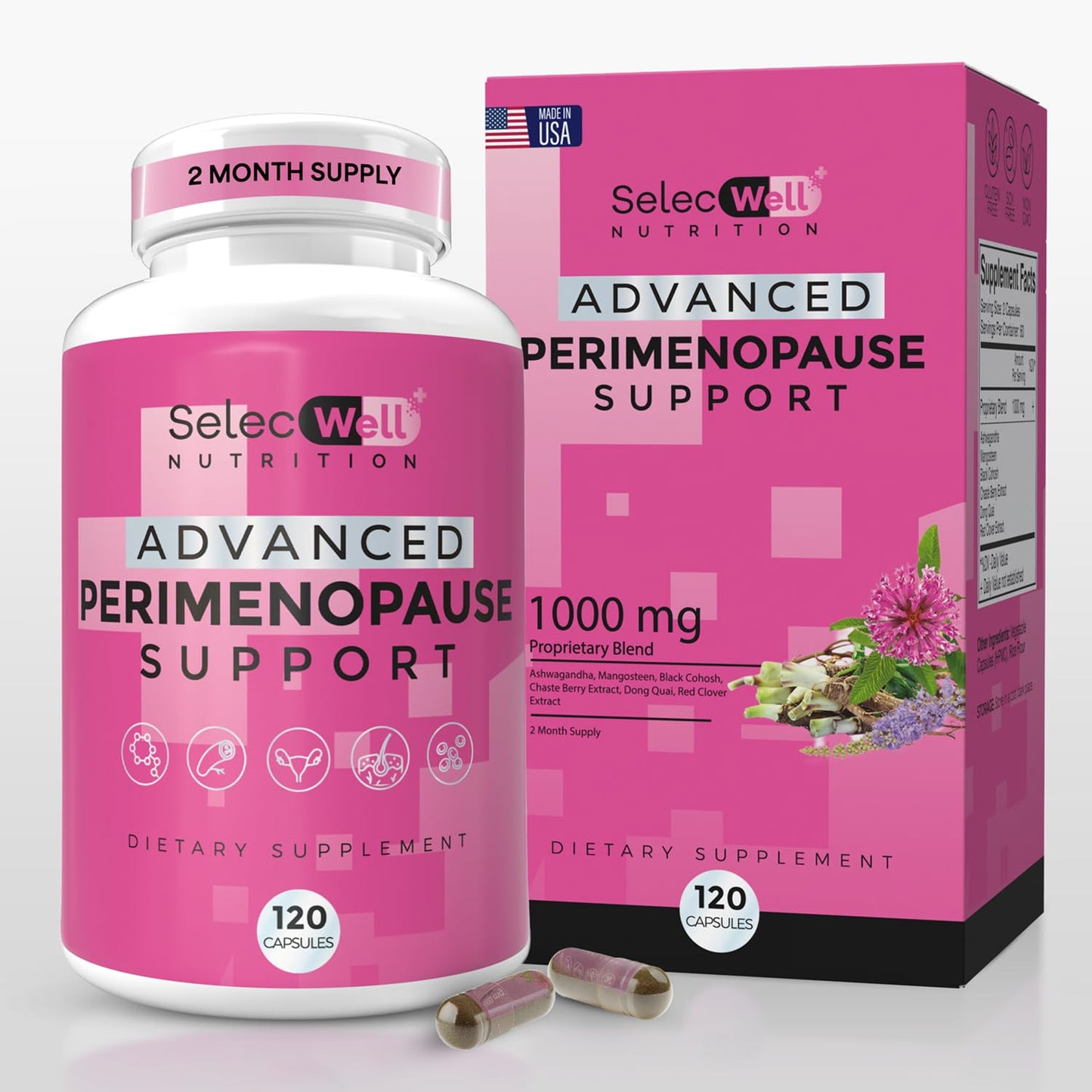 Perimenopause & Menopause Support Supplement for Women – Multi‑Symptom Relief with Black Cohosh & Red Clover Isoflavones | Ashwagandha Adaptogen & Herbal Blend | Hormone Balance Support | 120 Capsules SelecWellBuy Supplements Australia