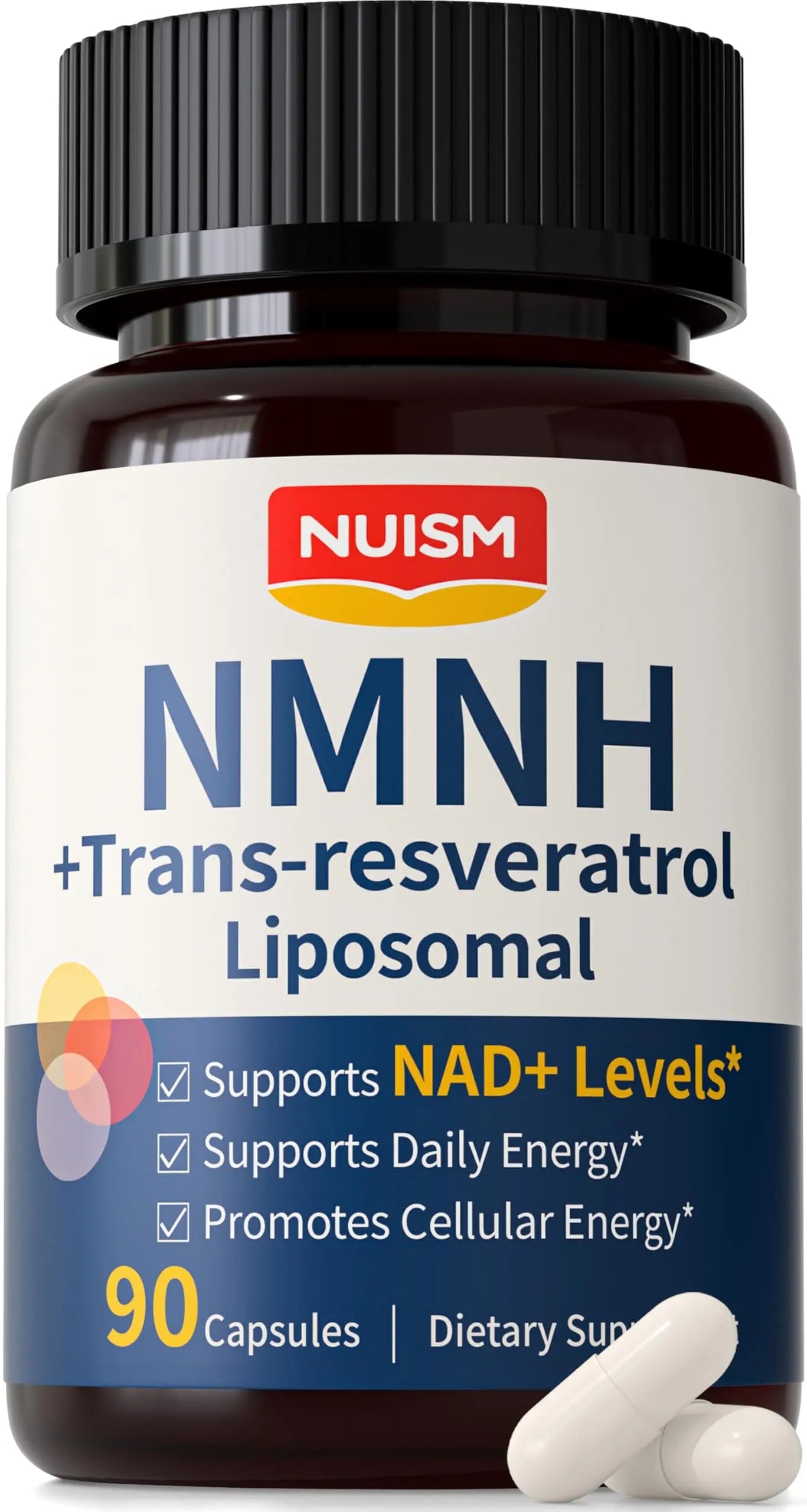 NUISM NMNH NAD+ Supplement, Liposomal 600mg NMN NAD+ and Resveratrol Complex for Cellular Energy, Healthy Aging & Metabolic Support, 90 Capsules NUISMBuy Supplements Australia