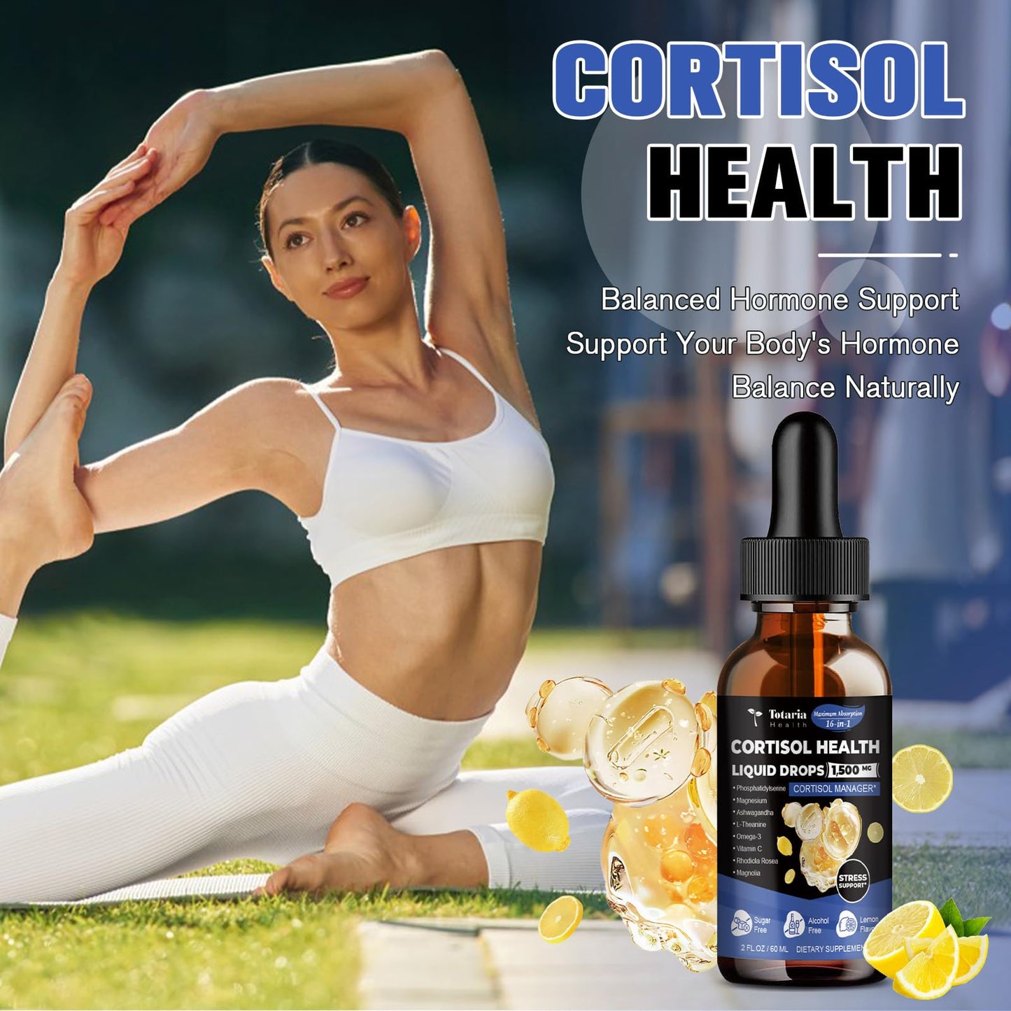 Totaria cortisol Supplement Liquid Drops Hormone Balance for Women Men with Magnesium Complex,Ashwagandha,Rhodiola Rosea,L Theanine,Phosphatidylserine Supplements Mood, Focus, Sleep Support 2 FL.OZ TotariaBuy Supplements Australia