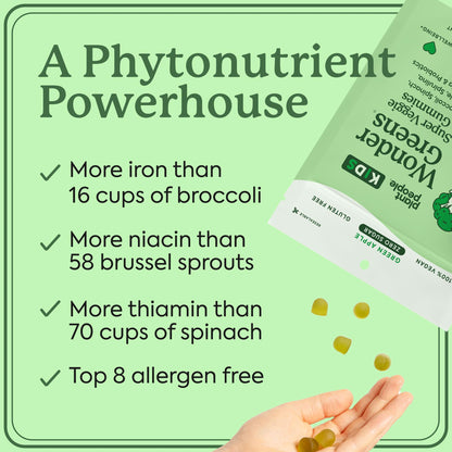WonderGreens Kids Super Veggie Gummies – Sugar-Free, Allergen-Free Multivitamin for Picky Eaters with Probiotics